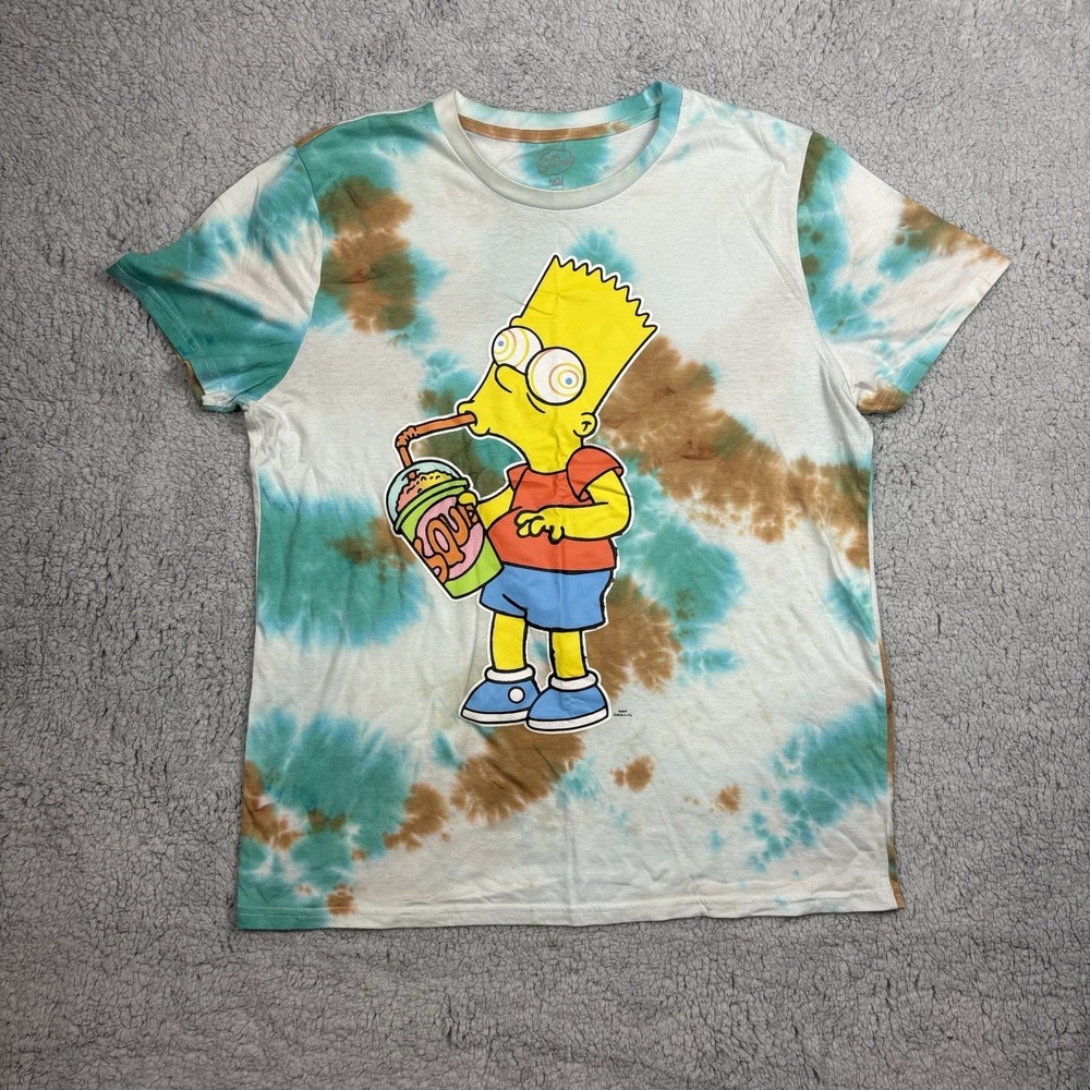 The Simpsons Tie Dye Squishes Sugar Rush Bart Mens Retro T-Shirt Size Large